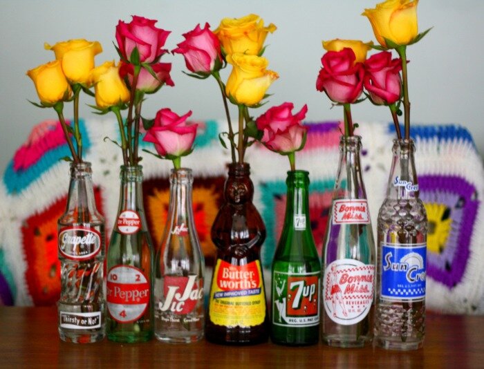 Vintage Bottle Floral Arrangement