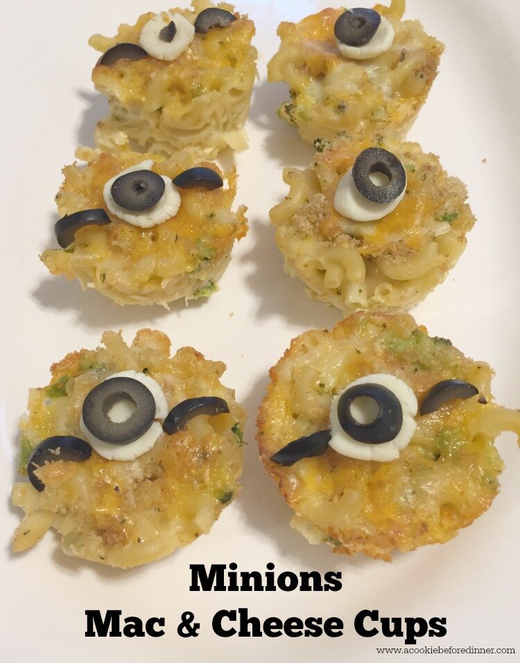 These Minions Mac and Cheese Cups are a great Minions party food idea or for a minions baby shower idea! They'd also be great to serve as a Minions slumber party! 